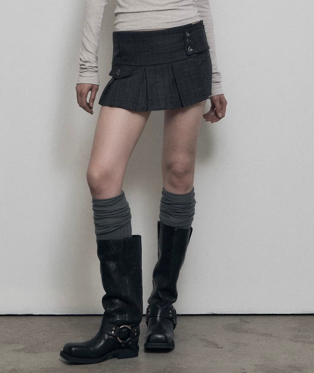 ヴィンテージチェックプリーツミニスカート