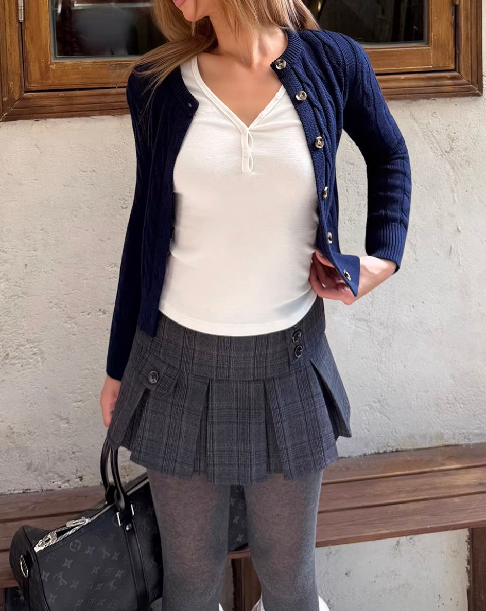 ヴィンテージチェックプリーツミニスカート