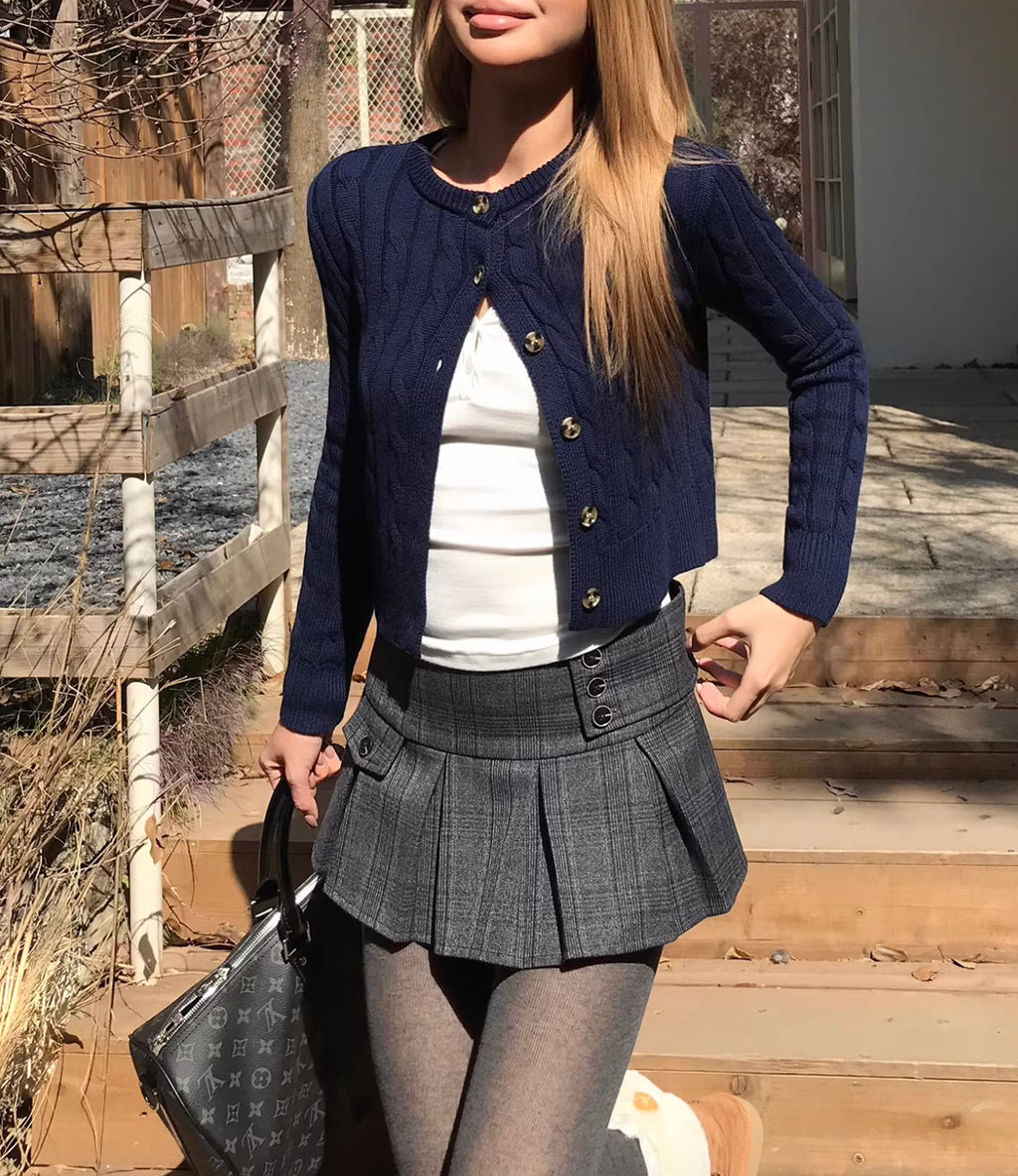 ヴィンテージチェックプリーツミニスカート