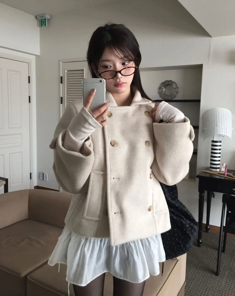 レトロダブルブレストショートジャケット – Meari cheek