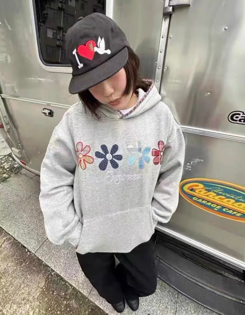 アメリカン花柄スウェットパーカー