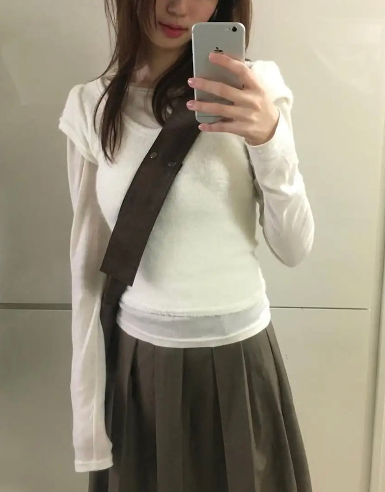 レトロブロッキングストライプニット T