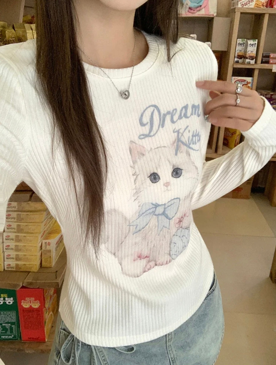 ヴィンテージキャットリブトップス