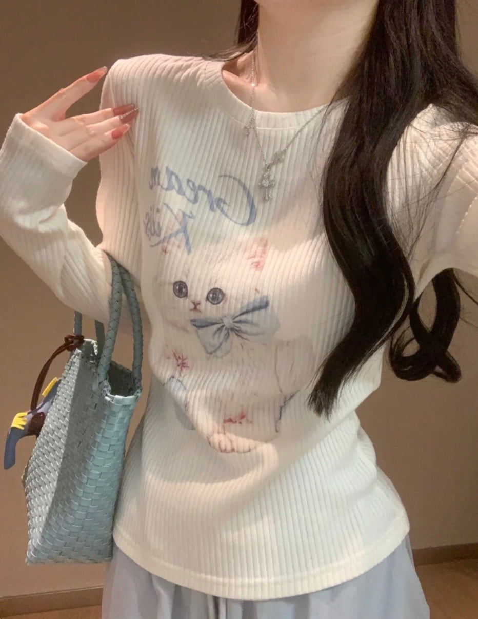 ヴィンテージキャットリブトップス