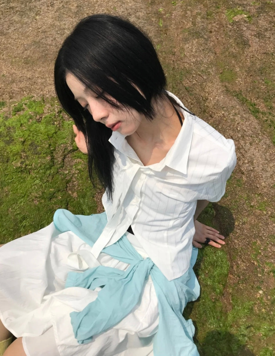 モードストライプネクタイシャツ