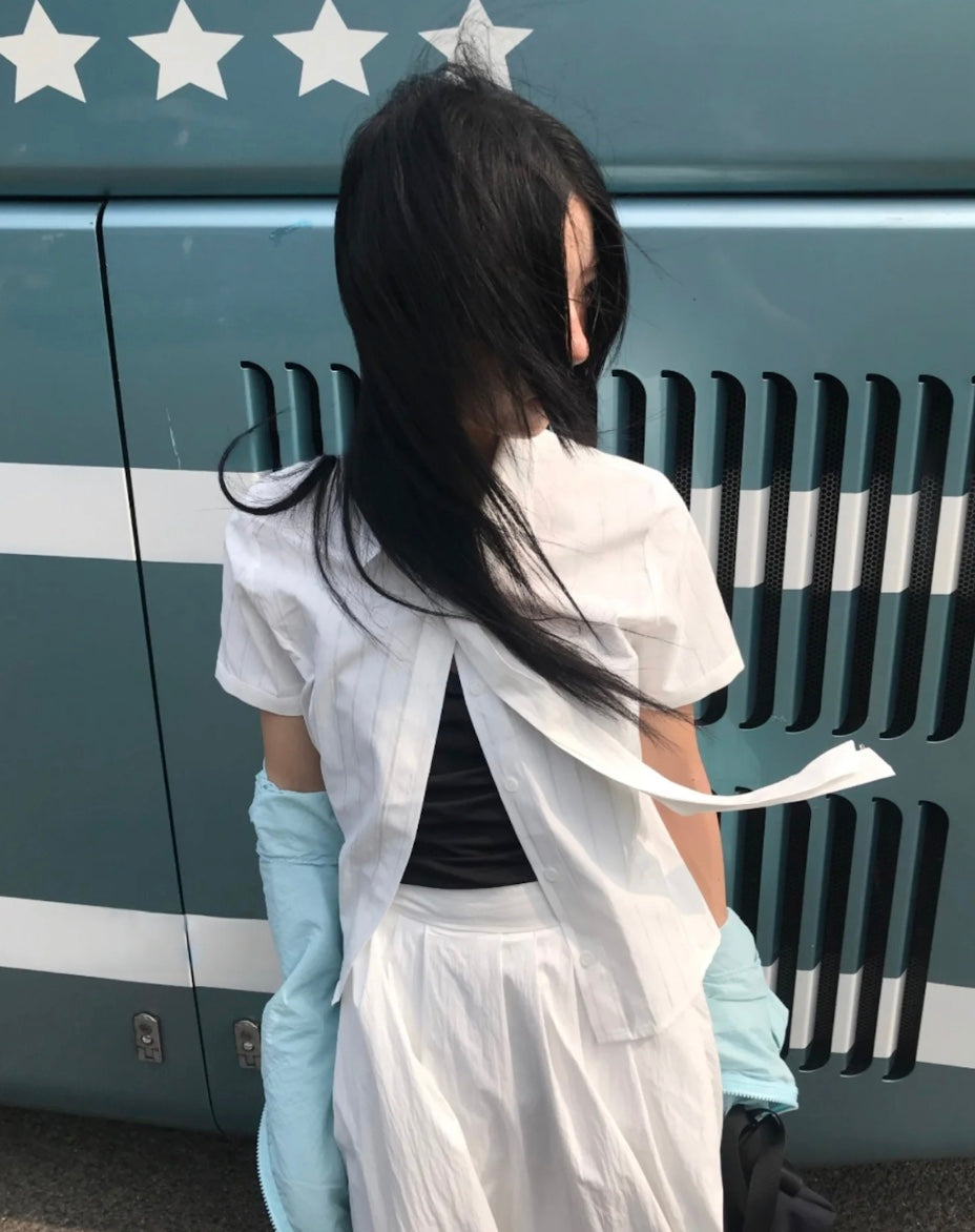モードストライプネクタイシャツ