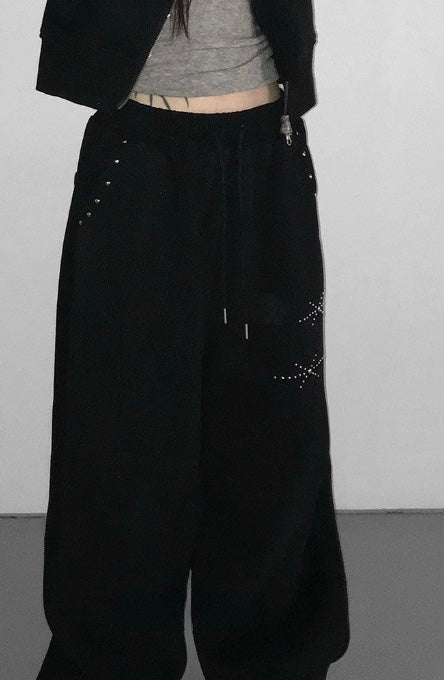 Y2Kスタッズワイドスウェットパンツ