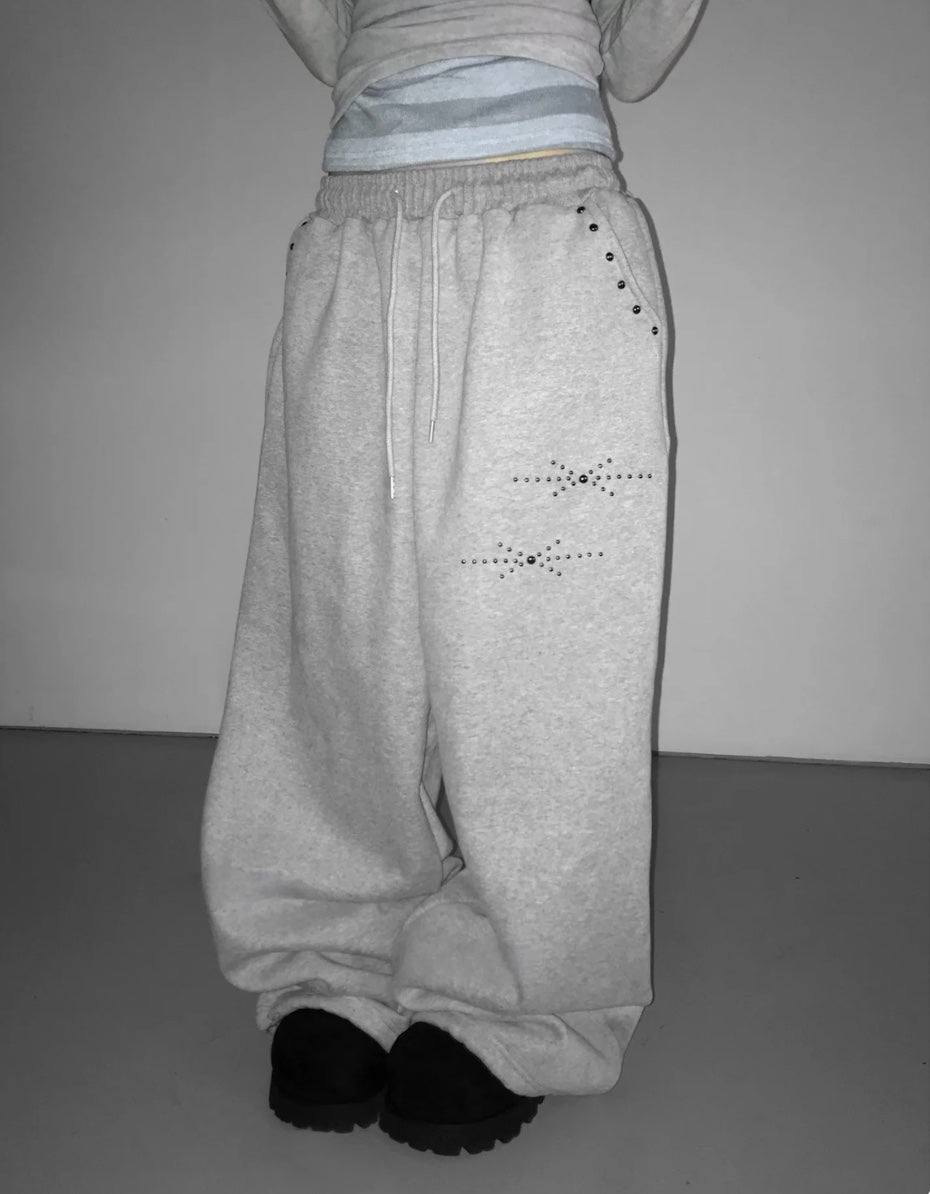 Y2Kスタッズワイドスウェットパンツ