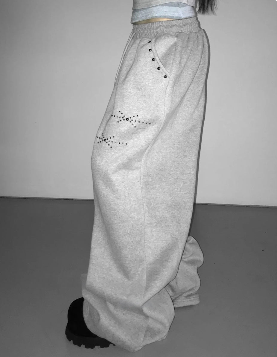 Y2Kスタッズワイドスウェットパンツ