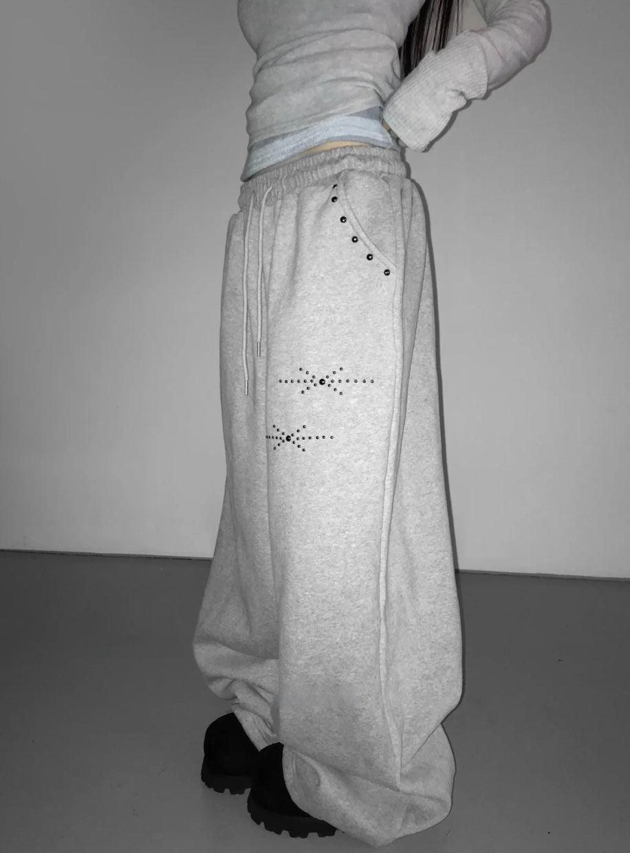 Y2Kスタッズワイドスウェットパンツ
