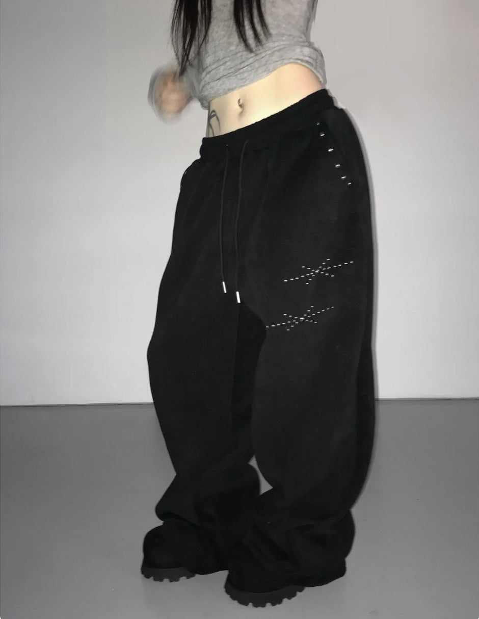 Y2Kスタッズワイドスウェットパンツ
