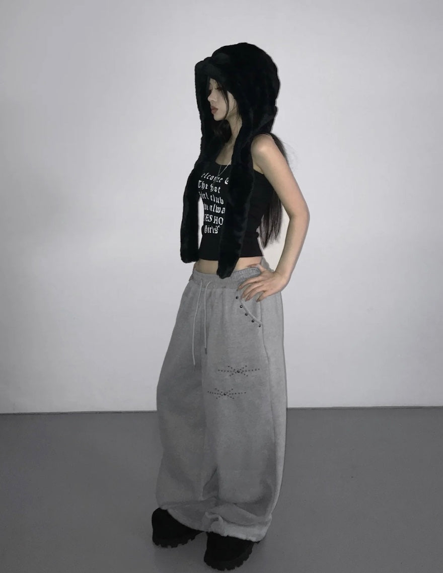 Y2Kスタッズワイドスウェットパンツ