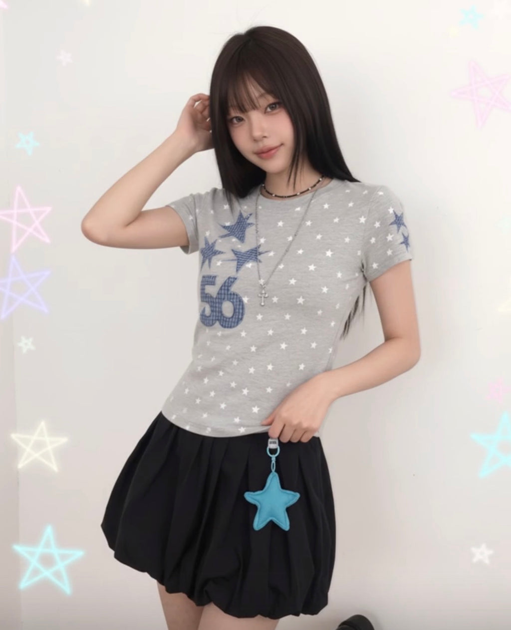 スターパッチグラフィックTシャツ