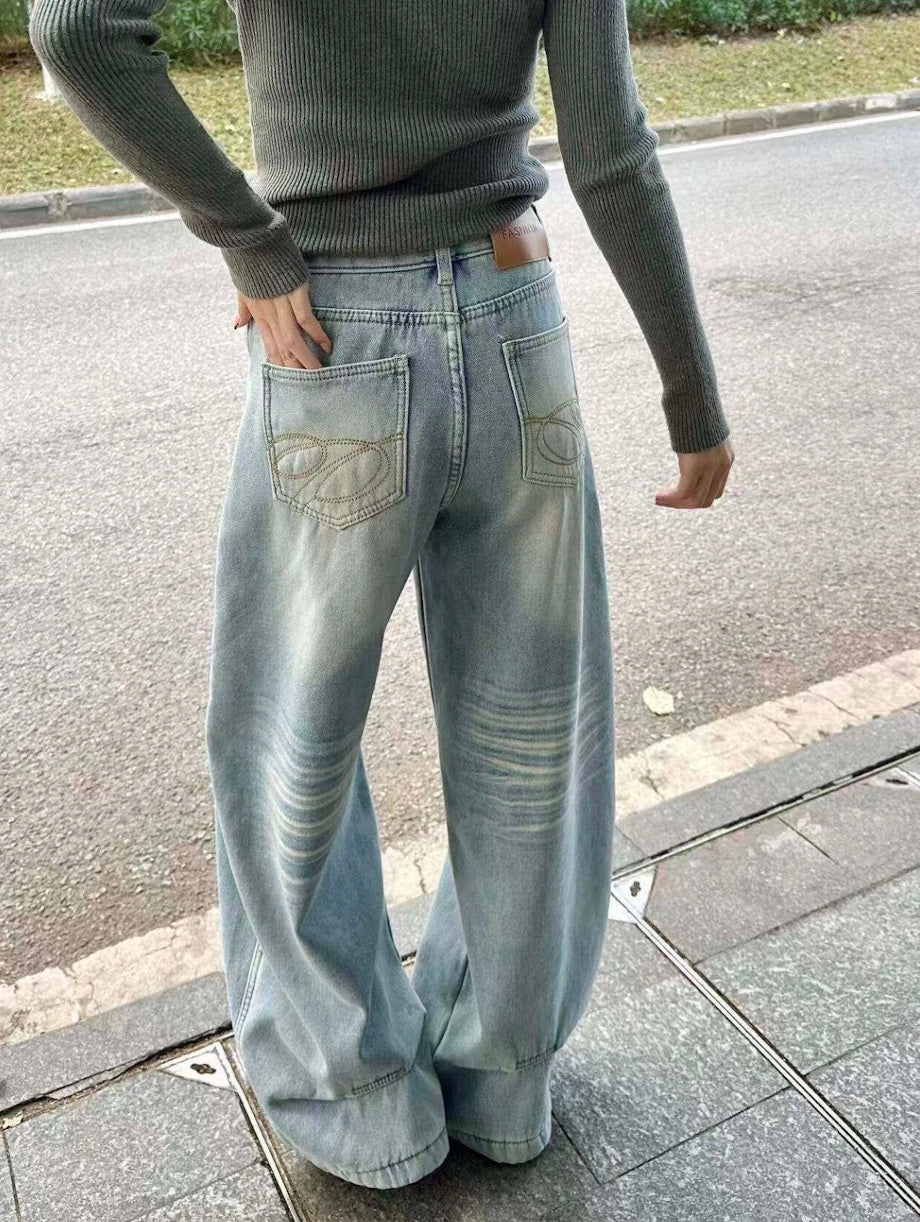 ヴィンテージワイドレッグドレープデニムパンツ