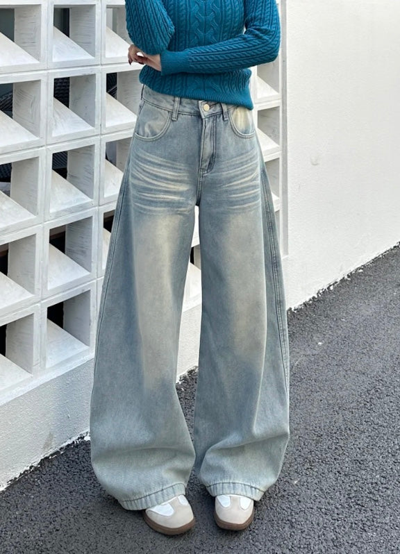 ヴィンテージワイドレッグドレープデニムパンツ