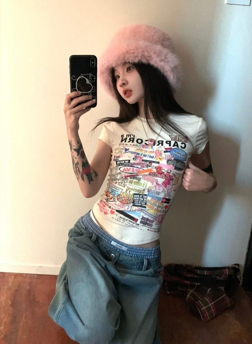 アメリカンレトロコラージュベビーT