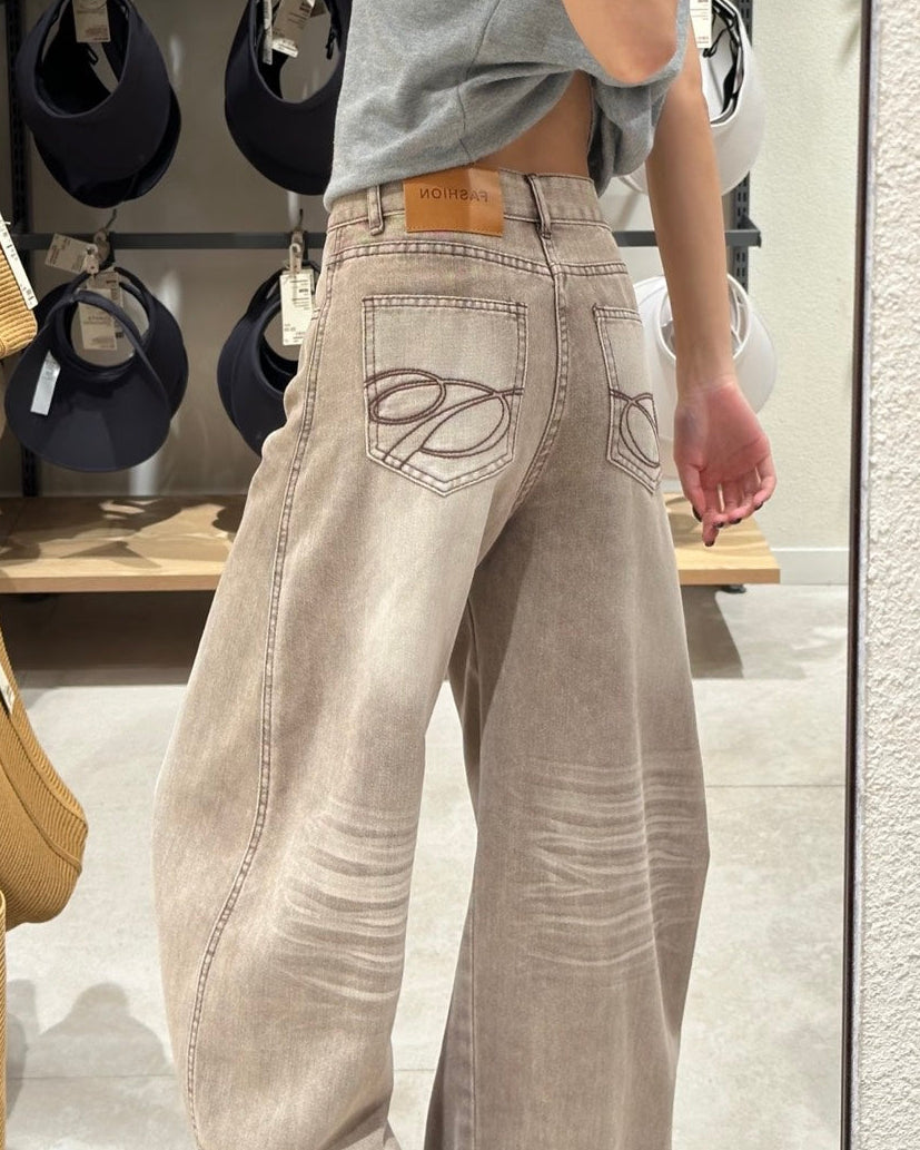 ヴィンテージワイドレッグドレープデニムパンツ