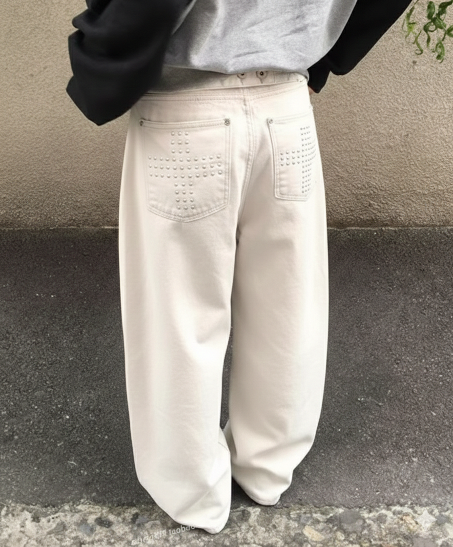 リベットクロスワイドレッグパンツ