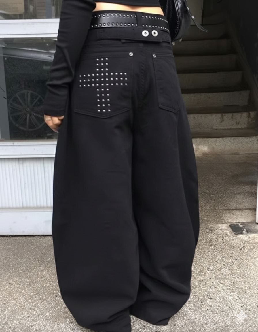 リベットクロスワイドレッグパンツ