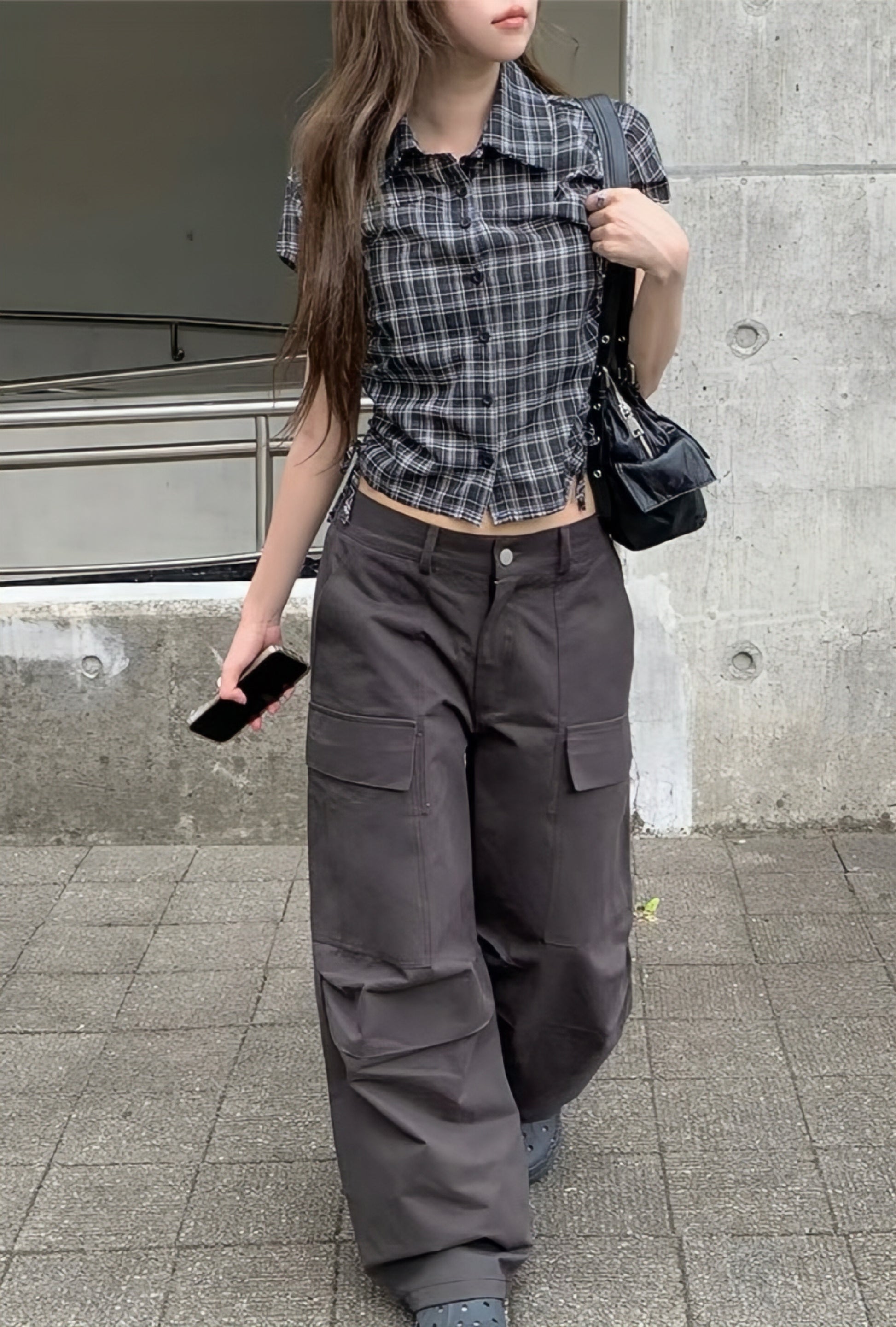 ドロースリムチェックシャツ
