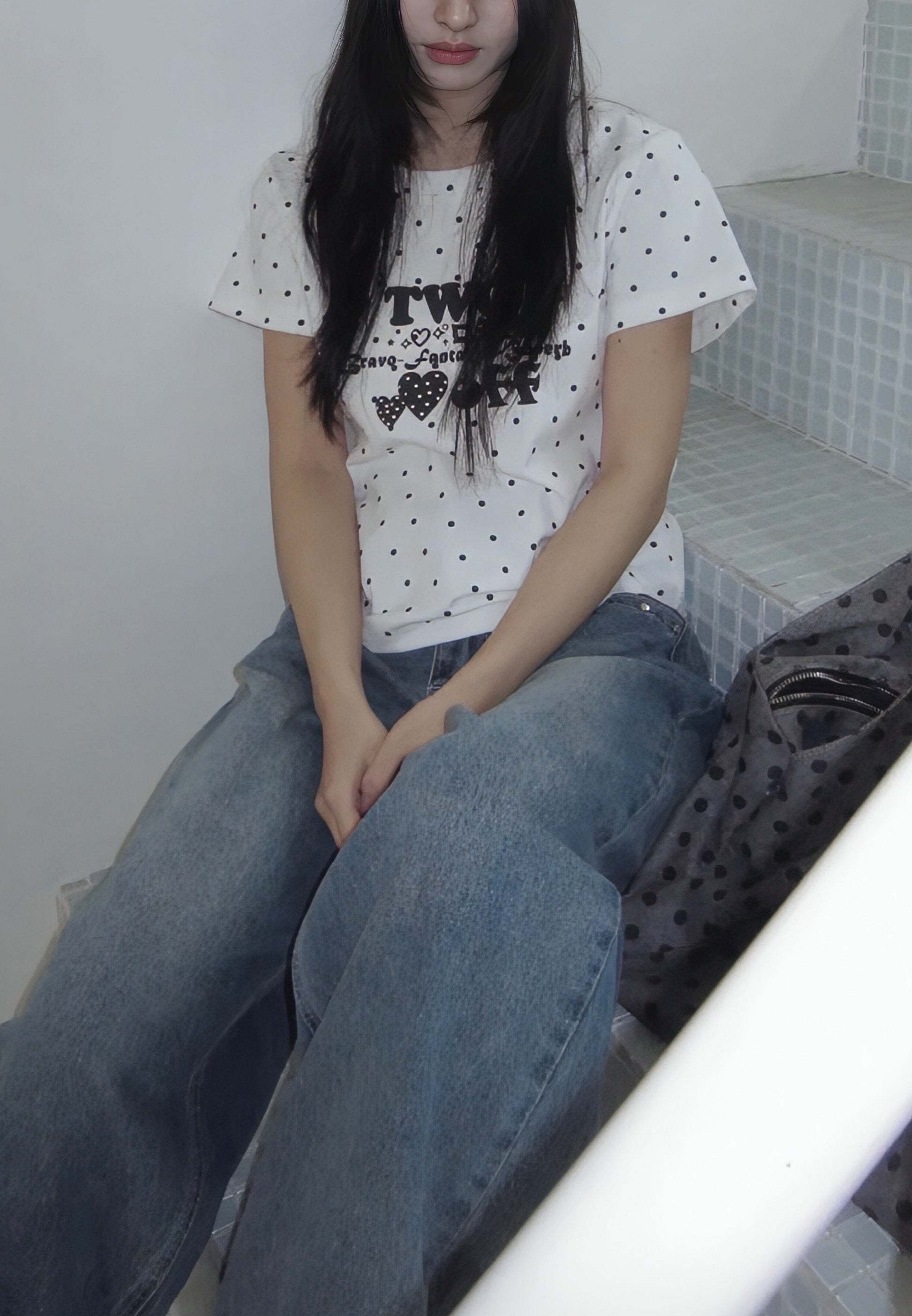 ハートドットクロップドTシャツ