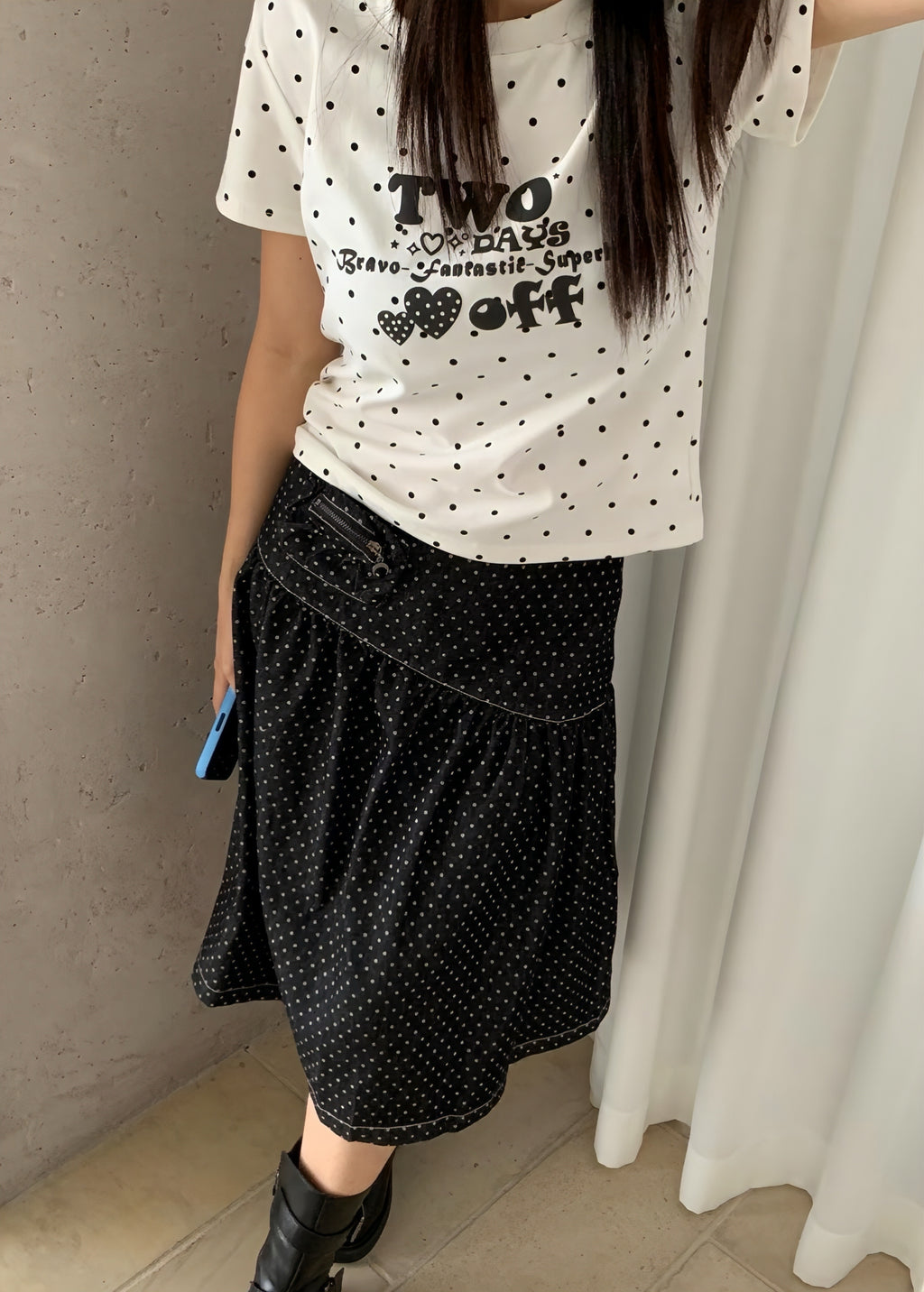 ハートドットクロップドTシャツ