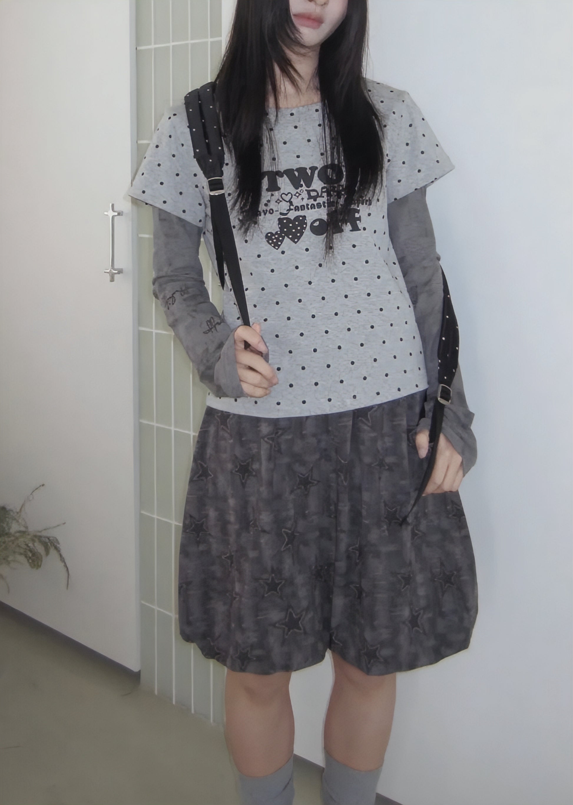 ハートドットクロップドTシャツ