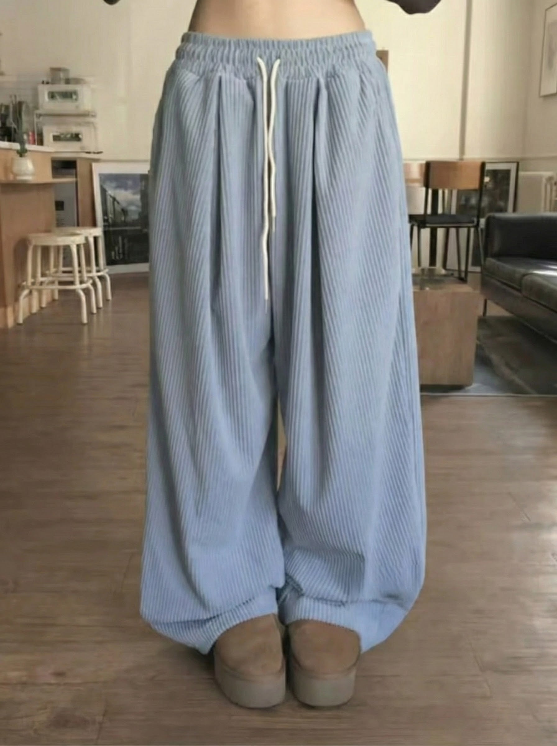 コーデュロイワイドレッグパンツ