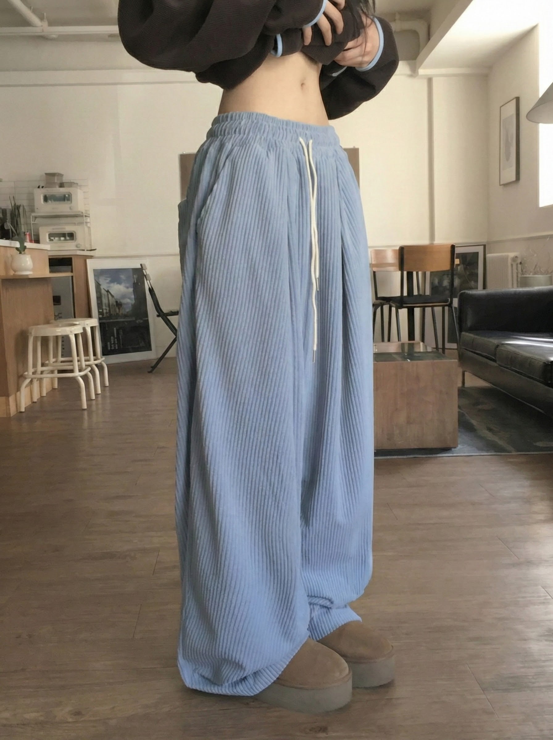 コーデュロイワイドレッグパンツ