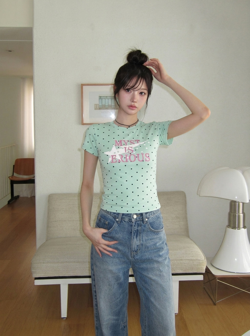 y2kドットスターTシャツ