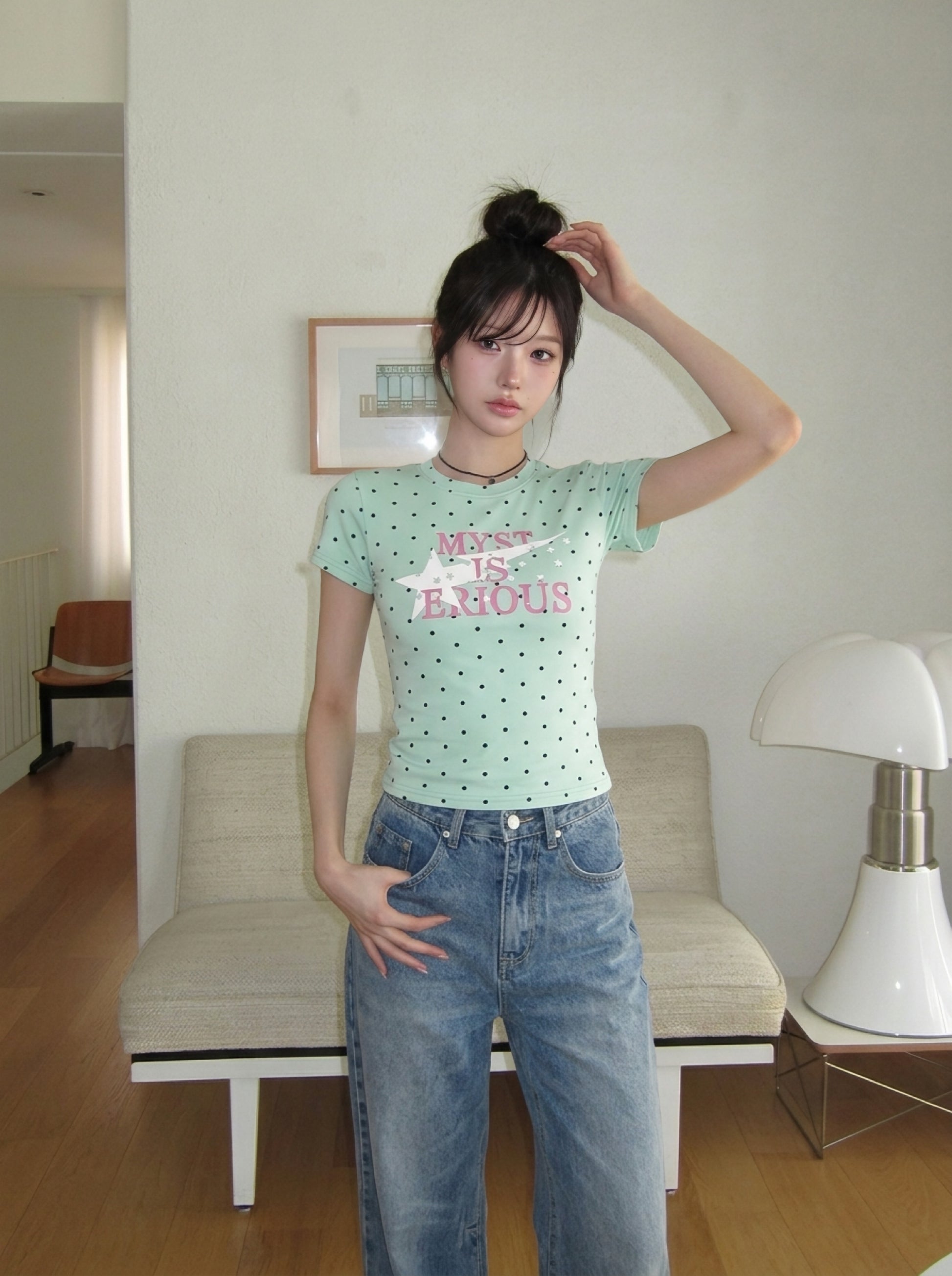 y2kドットスターTシャツ