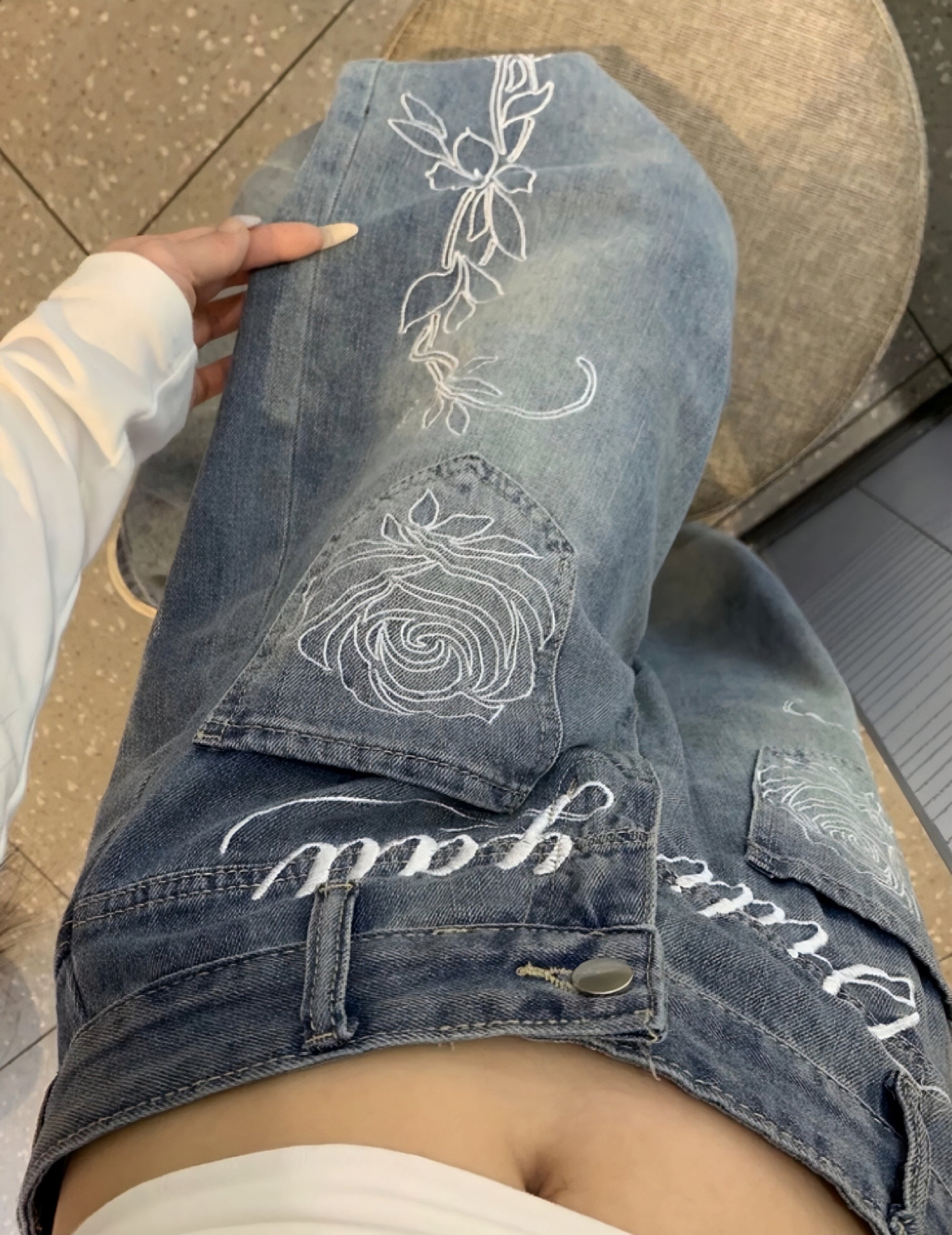 ローズレターデニムパンツ