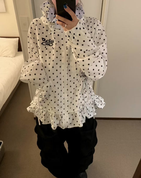 スウィートドットフリルジッパージャケット