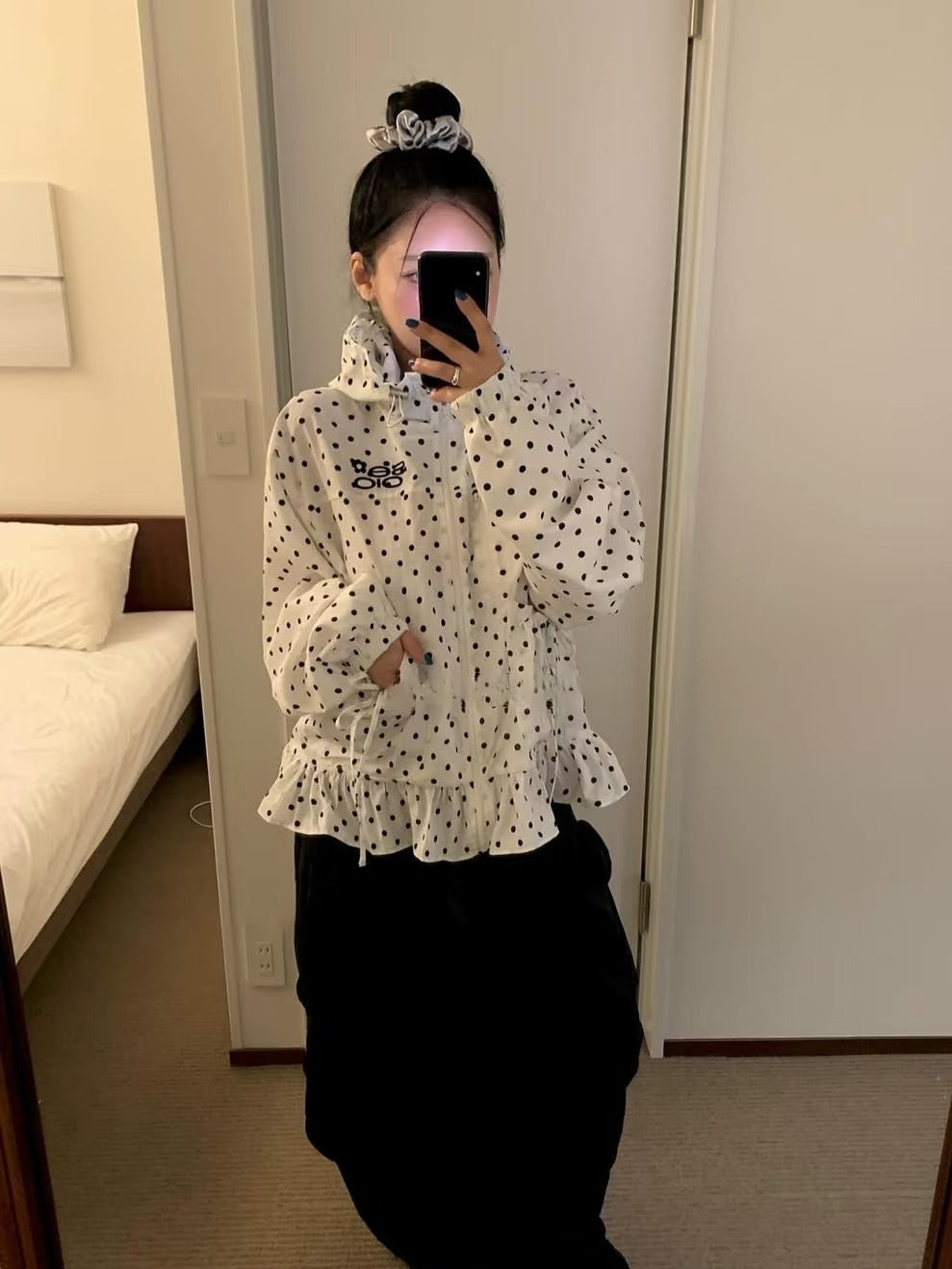 スウィートドットフリルジッパージャケット