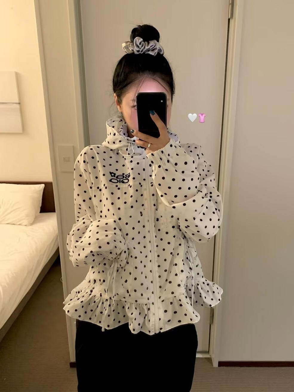 スウィートドットフリルジッパージャケット