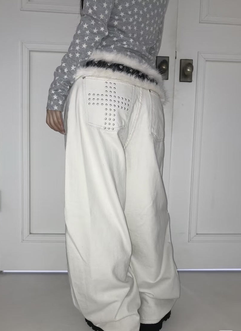 リベットクロスワイドレッグパンツ