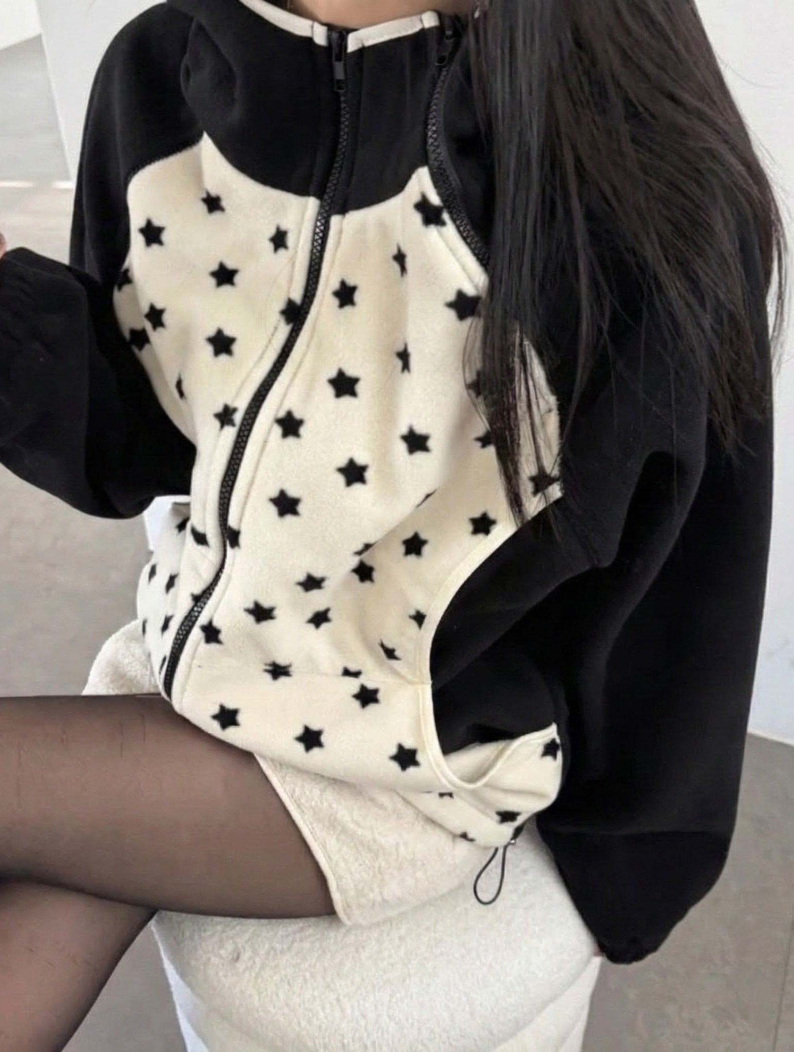 スターフード付きジップスウェット