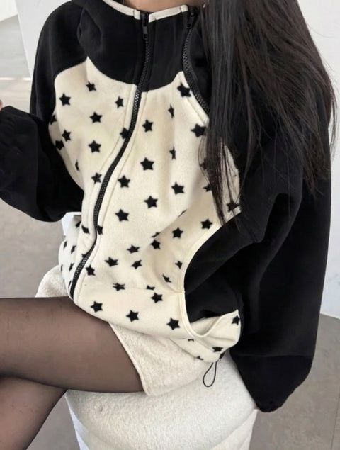 スターフード付きジップスウェット