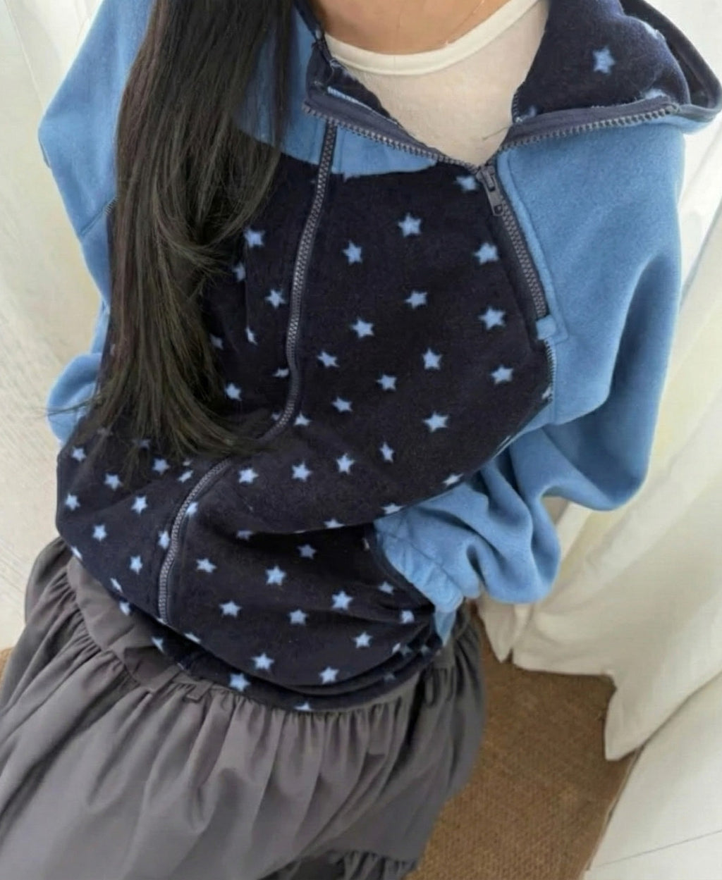スターフード付きジップスウェット