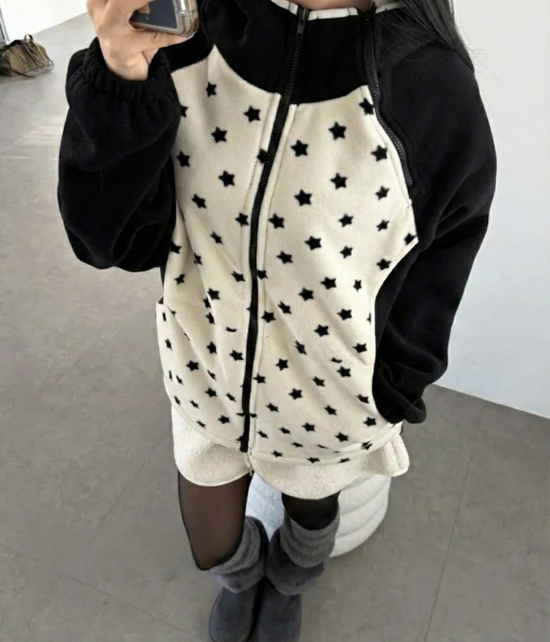 スターフード付きジップスウェット