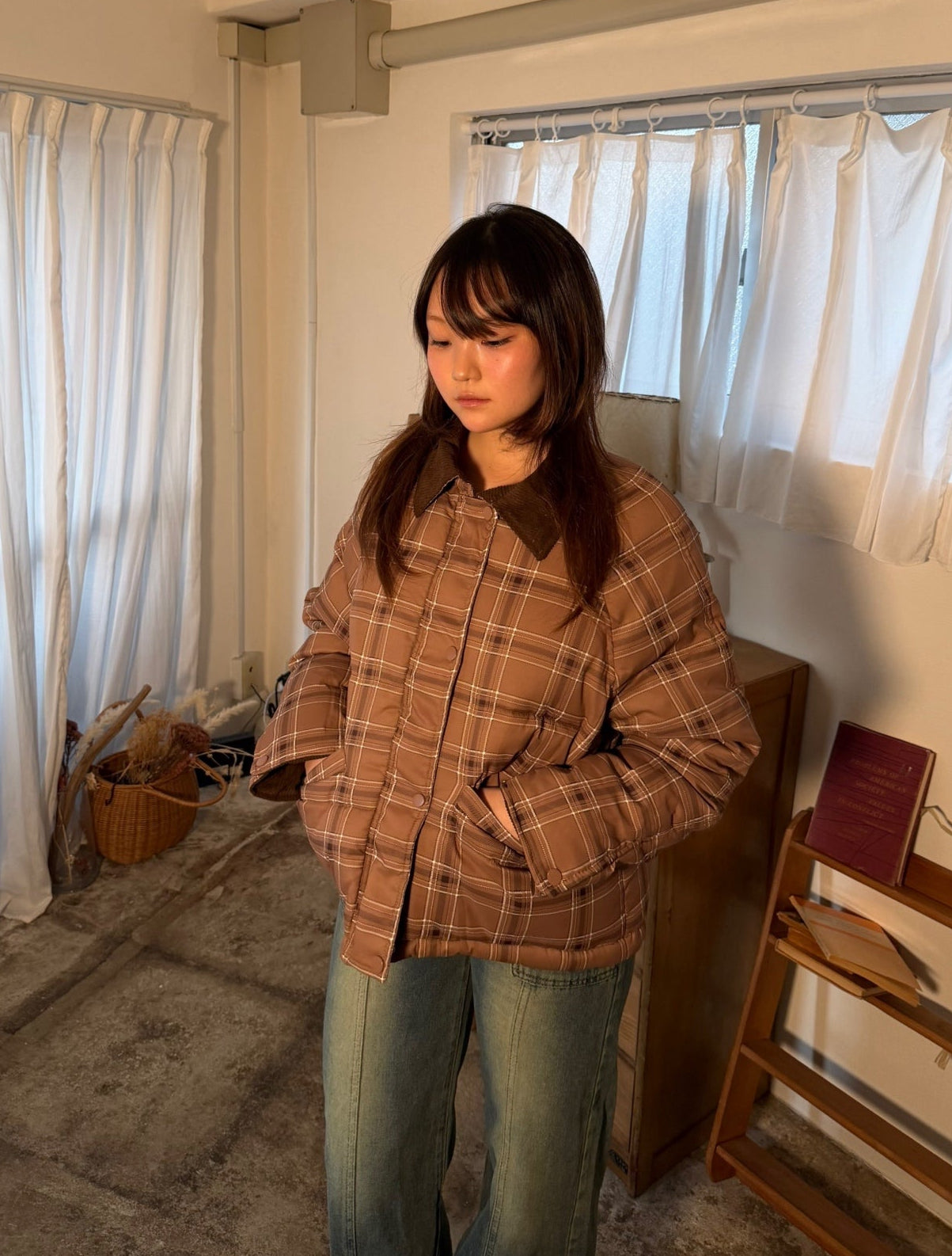 チェック柄コットンショートジャケット – Meari cheek