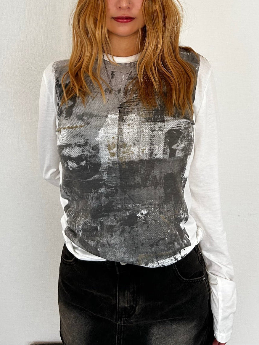 アメリカンクルーネックスモックスリムトップ