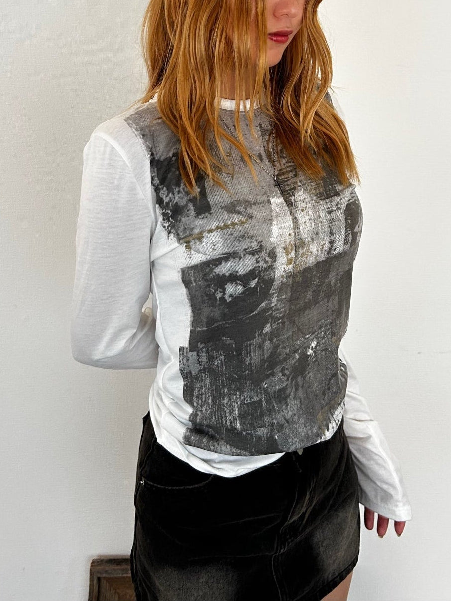 アメリカンクルーネックスモックスリムトップ