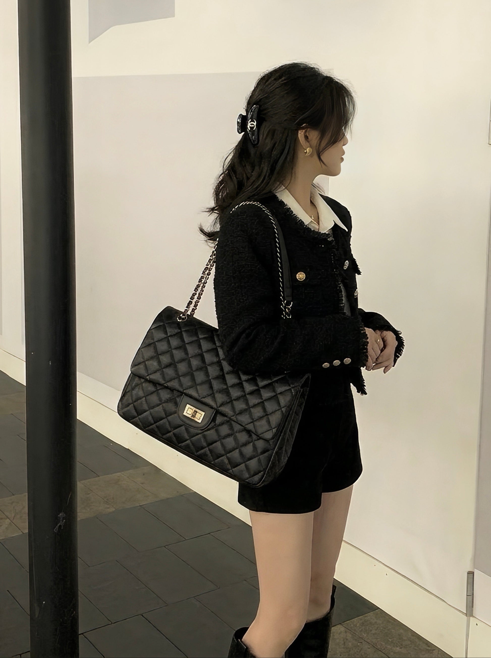ダイヤモンドチェックェーントートバッグ