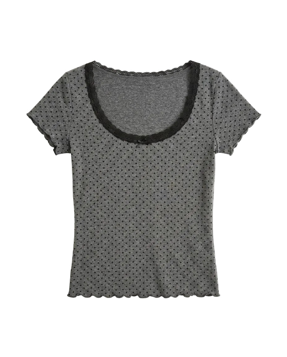 レースリボンドットTシャツ