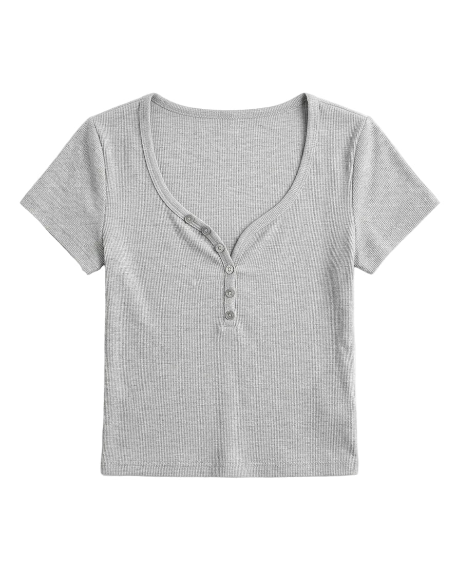 ヘンリーネックスリムTシャツ