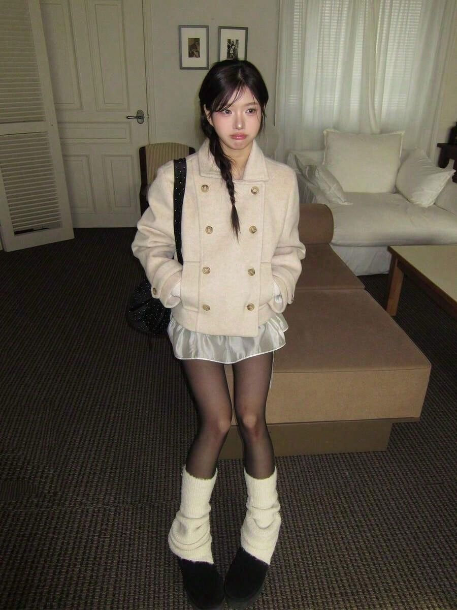 レトロダブルブレストショートジャケット