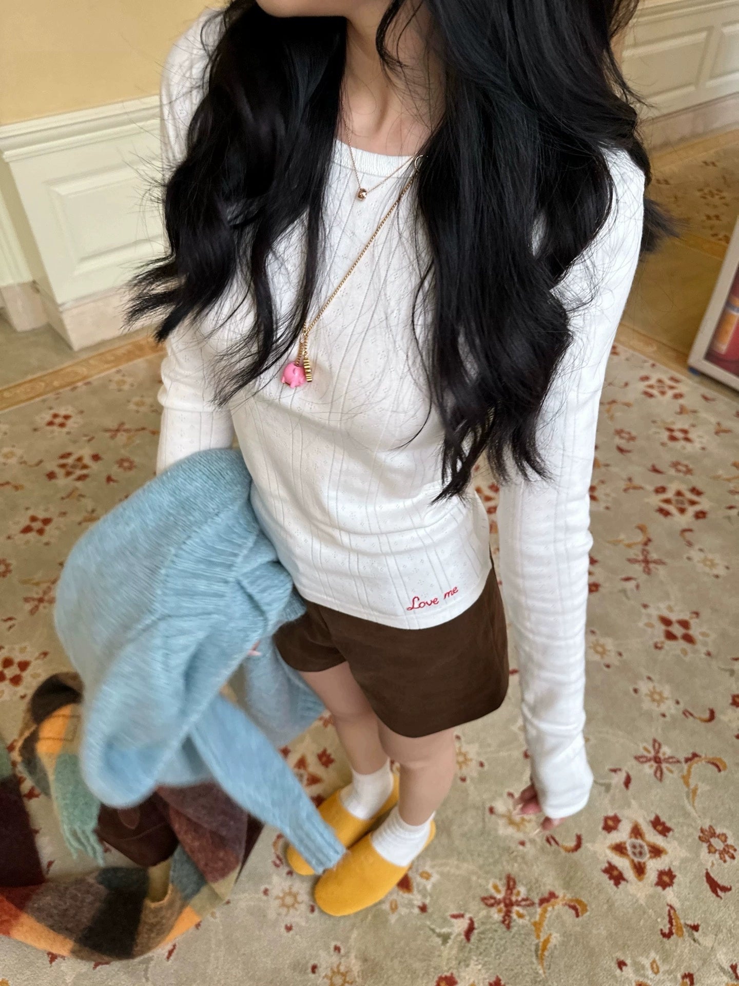 メッシュレター刺繍トップス