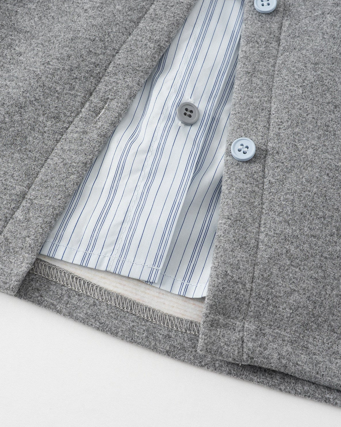 フェイクツーピースストライプポロカラーシャツ