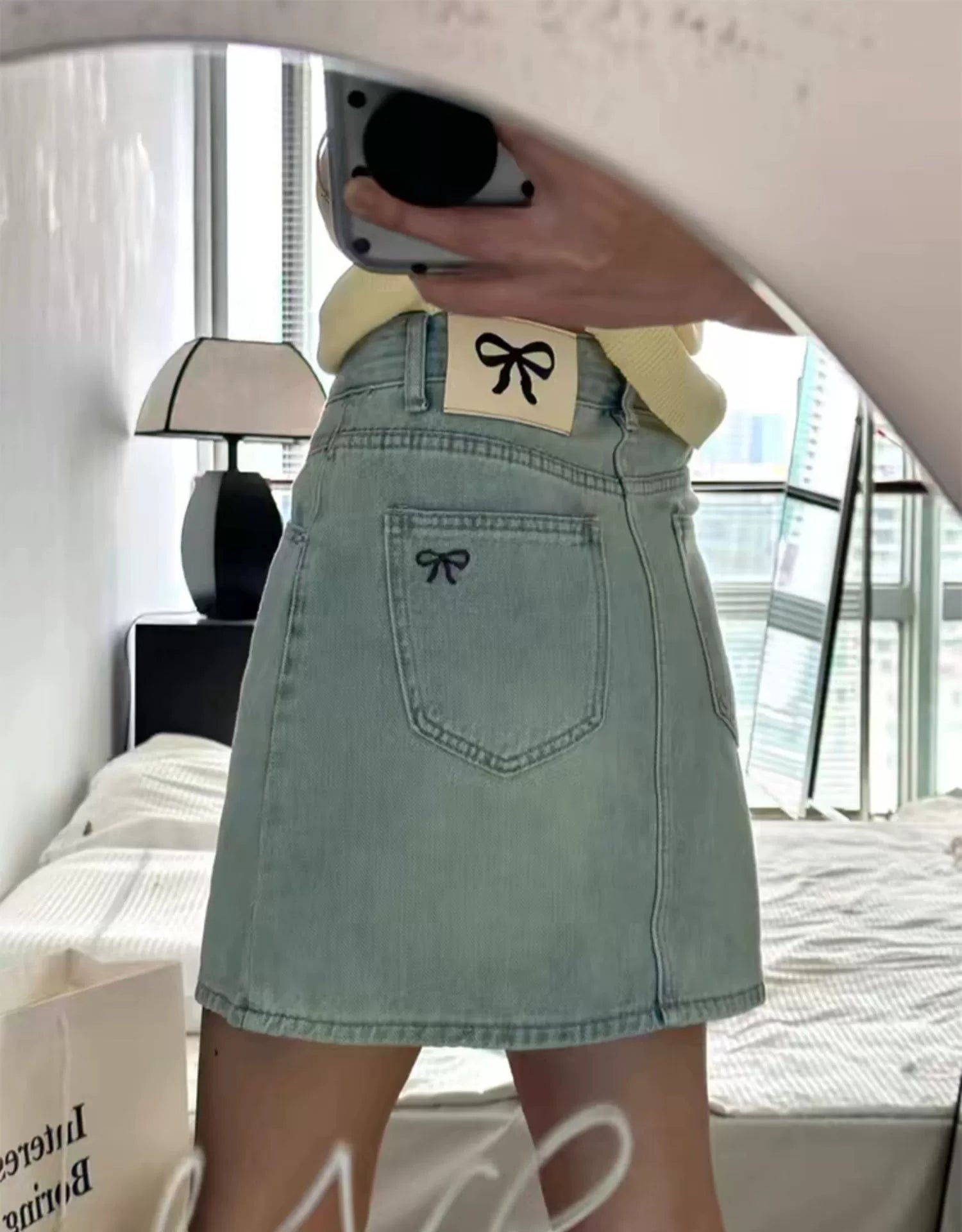 バックリボンミニデニムスカート